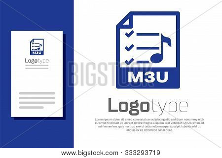 Blue M3u File Document. Download M3u Button Icon Isolated On White Background. M3u File Symbol. Logo
