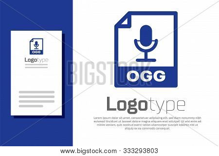 Blue Ogg File Document. Download Ogg Button Icon Isolated On White Background. Ogg File Symbol. Logo