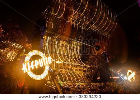 Helsinki, Finland - 19 October 2019: The Carnival Of Light At The Linnanmaki Amusement Park. Rides K