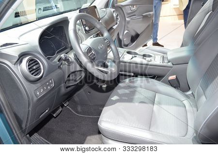 Paris, France - October 02, 2018: Hyundai Kona Electric At Paris Motor Show