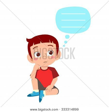 Happy Cute Kid Boy Think About Problem