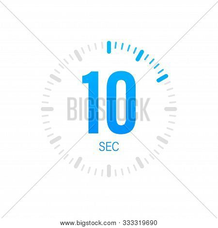 The 10 Second, Timer, Stopwatch Vector Icon. Stopwatch Icon In Flat Style. Vector Stock Illustration