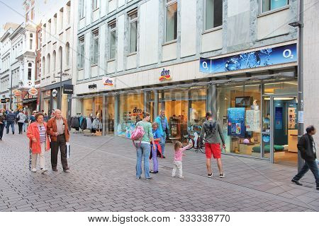 Lubeck, Germany - August 29, 2014: People Shop In Lubeck, Germany. Lubeck Is The 2nd Largest City In