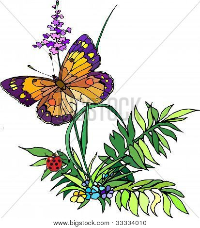 Gras mit Blumen, Vektor-illustration