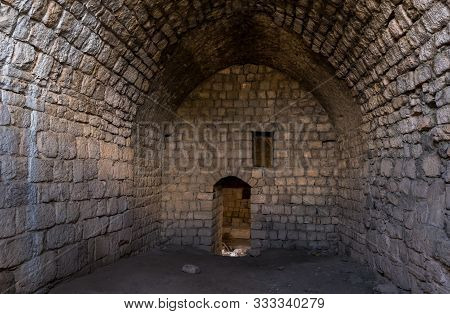 The Side Hall In Ruins Of Crusader Fortress Chateau Neuf - Metsudat Hunin Is Located At The Entrance