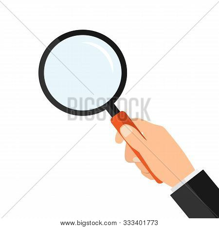 Magnifying Glass In Hand. Stock Vector Illustration Eps 10