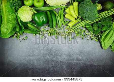 Healthy Food Selection Clean Eating For Heart Life Cholesterol Diet Health Concept / Fresh Green Fru