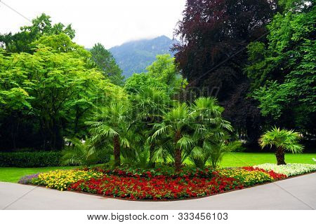 Royal spa garden in resort town Bad Reichenhall Berchtesgadener Land Germany