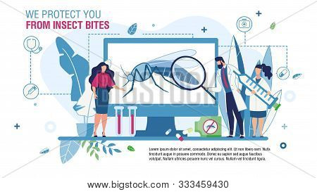 Flat Landing Page Trendy Flat Design. Service Offering Means For Insects Bites Protection. Patient O