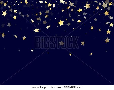 Gold Falling Star Sparkle Elements Of Glitter Gradient Vector Background. Glossy Confetti Gold Stars