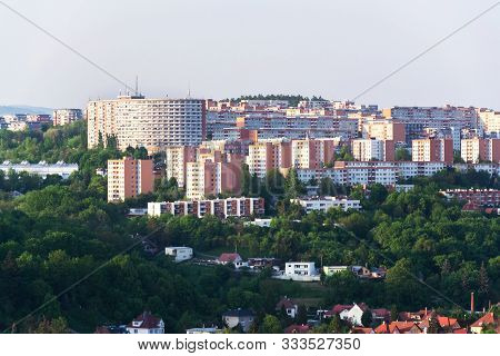 Zlin Skyline With Segment Of Southern Slopes Prefab Housing Estate, Moravia, Czech Republic, Sunny S