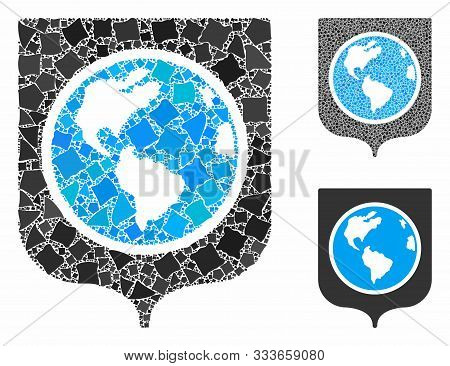 Earth Shield Mosaic Of Bumpy Pieces In Different Sizes And Color Tinges, Based On Earth Shield Icon.
