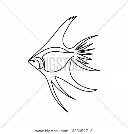 Continuous One Line Drawing. Exotic Fish. Aquarium Fish. The Art Of Minimalism. Black And White