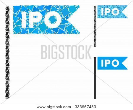 Ipo Flag Mosaic Of Bumpy Items In Different Sizes And Shades, Based On Ipo Flag Icon. Vector Bumpy E