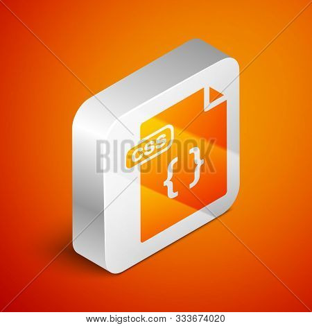Isometric Css File Document. Download Css Button Icon Isolated On Orange Background. Css File Symbol
