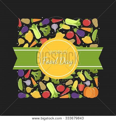 World Food Day Banner Template With Fresh Ripe Organic Vegetables Vector Illustration