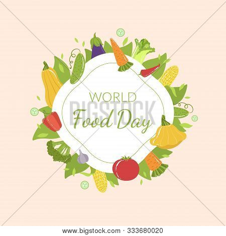 World Food Day Banner Template With Ripe Organic Vegetables Vector Illustration
