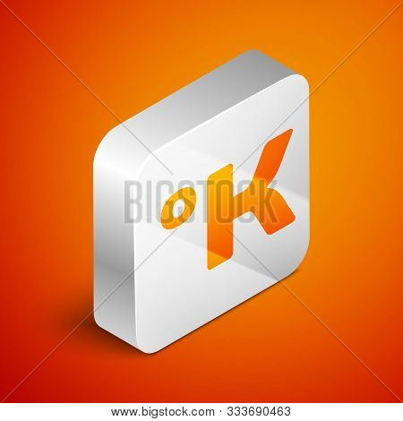 Isometric Kelvin Icon Isolated On Orange Background. Silver Square Button. Vector Illustration
