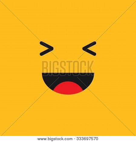 Smiling Emoji On A Yellow Background. Vector Eps 10