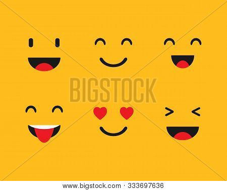 Set Emoji On A Yellow Background. Vector Illustration. Eps 10