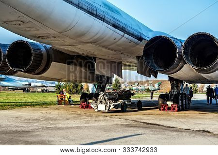Poltava, Ukraine - October 19, 2019: Tupolev Tu-160 Missile-carrying Aircraft 