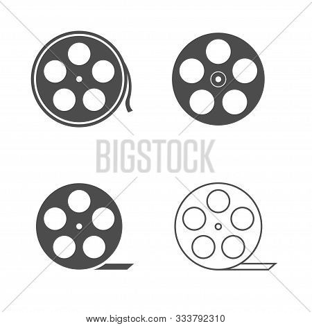 Film Reels. Movie Reel Icon Set, Cinematography Symbol Vector