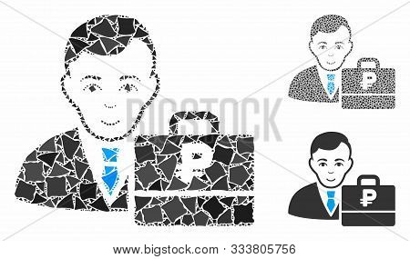 Rouble Accounter Mosaic Of Joggly Parts In Variable Sizes And Color Tinges, Based On Rouble Accounte