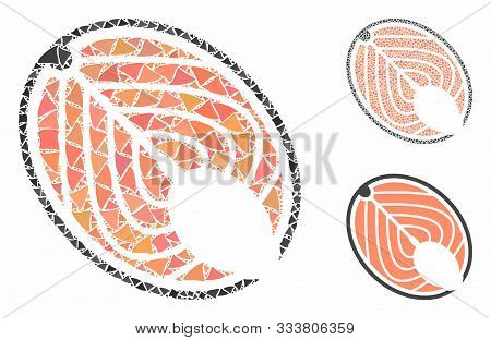 Salmon Fish Slice Mosaic Of Humpy Items In Various Sizes And Color Tinges, Based On Salmon Fish Slic