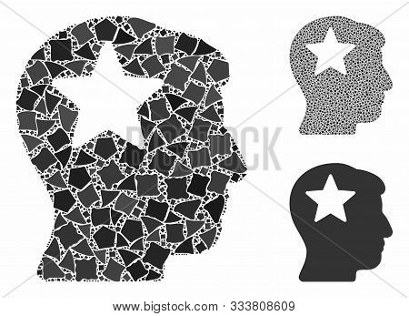 Star Head Composition Of Uneven Parts In Various Sizes And Color Tones, Based On Star Head Icon. Vec
