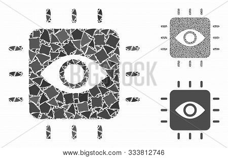 Vision Processor Composition Of Bumpy Elements In Different Sizes And Color Tones, Based On Vision P
