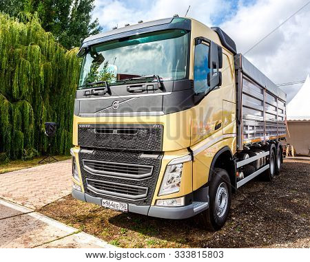 Samara, Russia - September 15, 2019: Volvo 460 Dump Truck At The Public Event Annual Volga Agro-indu
