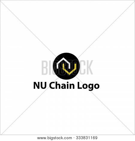 Nu Letter Logo With Chain Connect Symbolic