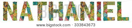 Male Name Nathaniel. Vector Decorative Zentangle Object