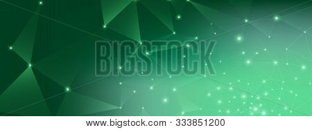Technology Poster. Big Data Network. Green Contemporary Background. 3d Futuristic Abstract. Technolo