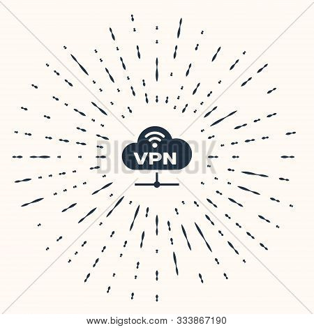 Grey Vpn Network Cloud Connection Icon Isolated On Beige Background. Social Technology. Cloud Comput