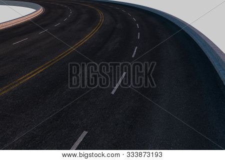 The Empty Asphalt Road With White Background, 3D Rendering.