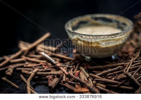 Manjistha Powder Along With Its Powder Mixed With Lukewarm Water And Forming A Paste Used As A Face