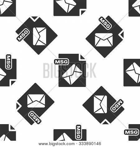 Grey Msg File Document. Download Msg Button Icon Isolated Seamless Pattern On White Background. Msg 