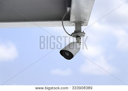 Cctv Cameras Are Installed At The Top Corner Of The Metal Roof.