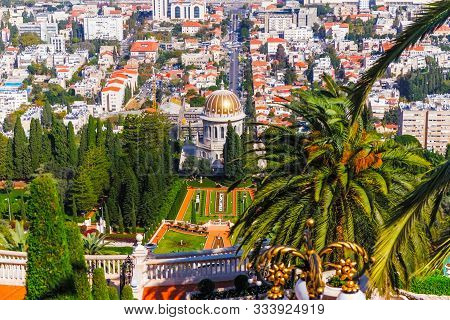 Bahai Temple In Haifa Mount Carmel Israel.
