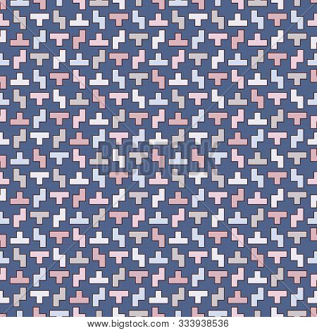 Repeated Creative Puzzle Mosaic Abstract Background. Seamless Surface Pattern Design With Simple Geo