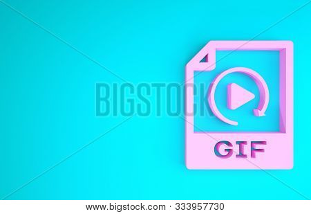 Pink Gif File Document. Download Gif Button Icon Isolated On Blue Background. Gif File Symbol. Minim