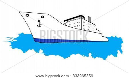 Vector Image Of Marine Cargo Ship Or Vessel At Sea