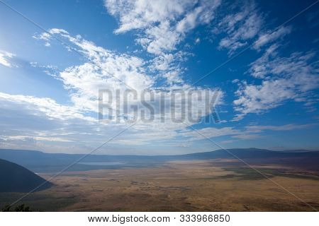 Ngorongoro Crater Aerial View, Tanzania, Africa. Tanzania Landscape