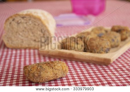 Close Up Of Fried Calabrian Eggplant Balls