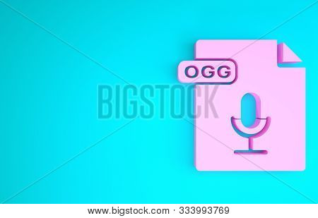 Pink Ogg File Document. Download Ogg Button Icon Isolated On Blue Background. Ogg File Symbol. Minim