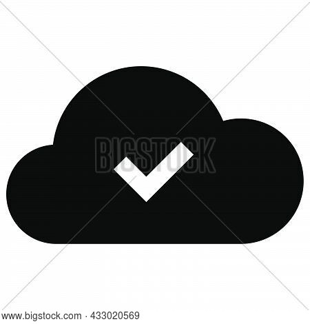Ready Status With Cloud. Checkmark Sign And Cloud Symbol
