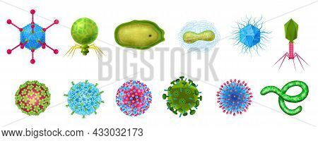 Viruses Realistic Icons Set With Epidemics And Warning Symbols Isolated Vector Illustration