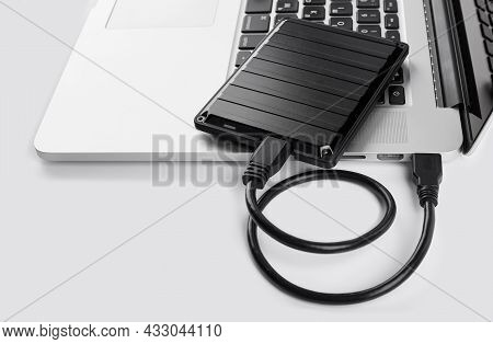 An External Usb Hard Disk Drive Isolated On A White Background. External Hdd Drives And Flash Drives