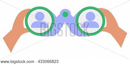 Hand Gesture Symbolizing Binoculars, Magnification, Looking Into The Distance, Point Of View. Vision